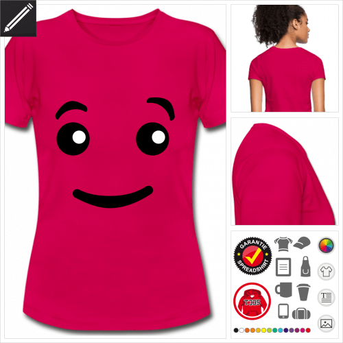 weisses Smiley T-Shirt selbst gestalten. Druck ab 1 Stuck