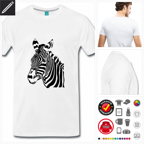 Mnner Zebra T-Shirt selbst gestalten. Druck ab 1 Stuck