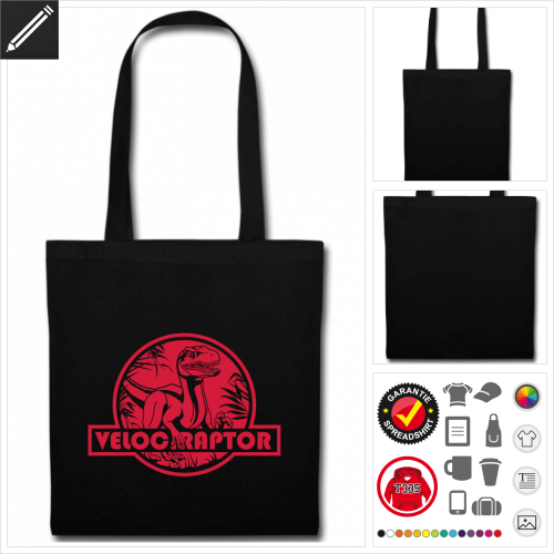 schwarze Dinosaurier Stofftasche zu gestalten