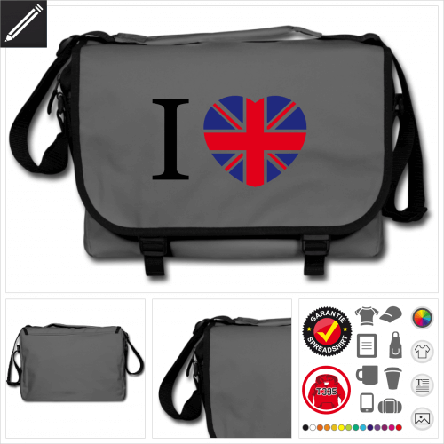 Union Jack Schultasche selbst gestalten. Druck ab 1 Stuck