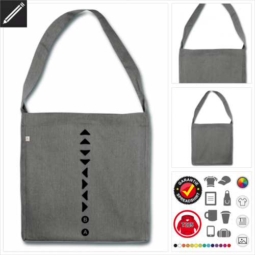 Konami Code Schulltertasche selbst gestalten. Druck ab 1 Stuck