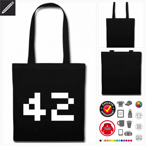 schwarze 42 Stofftasche selbst gestalten. Online Druckerei