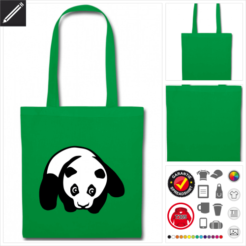 Kleiner Panda Stofftasche selbst gestalten. Druck ab 1 Stuck