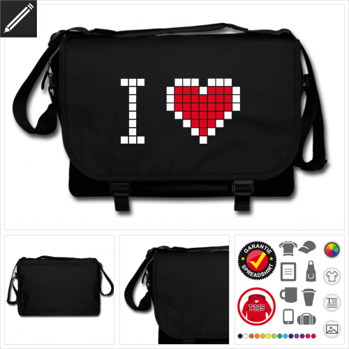 schwarze Pixel Tasche personalisieren