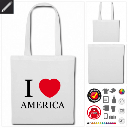 USA Tasche mit Griffen selbst gestalten. Druck ab 1 Stuck