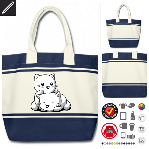 Katzen kawaii Shopper gestalten, Druck ab 1 Stuck