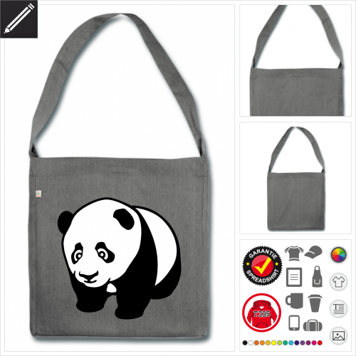 Panda Tasche selbst gestalten. Druck ab 1 Stuck