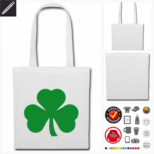 Shamrock Stofftasche personalisieren