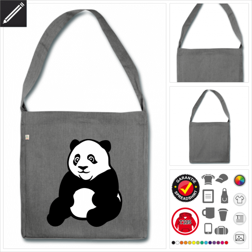 Shopper Pandas Tasche selbst gestalten. Online Druckerei