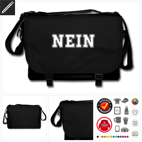 schwarze Nein College Tasche personalisieren