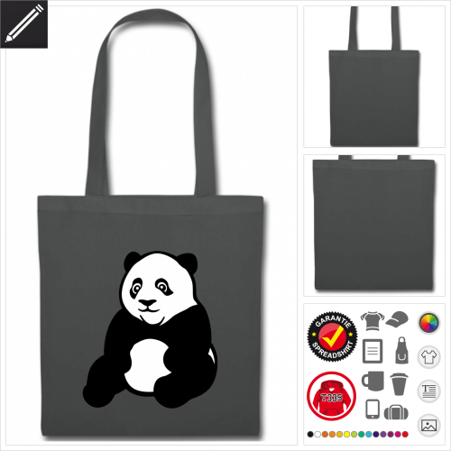 Panda Stofftasche Griffen selbst gestalten. Druck ab 1 Stuck