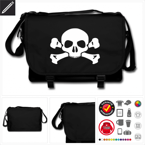 Totenkopf Schulltertasche selbst gestalten