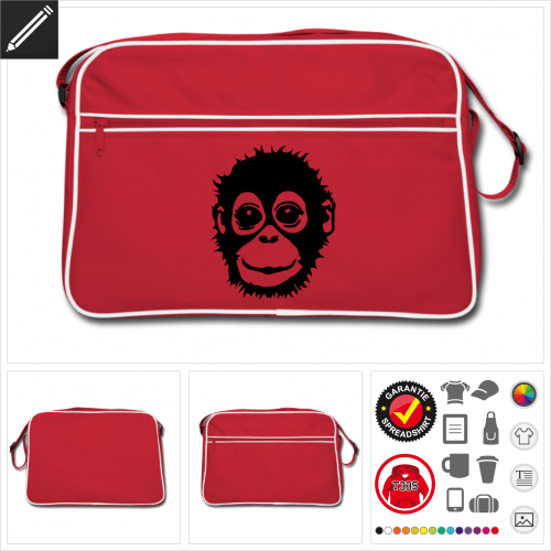 Retro Wildtiere Tasche selbst gestalten. Druck ab 1 Stuck