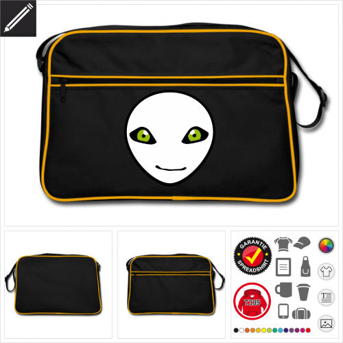 Retro UFO Tasche selbst gestalten. Druck ab 1 Stuck