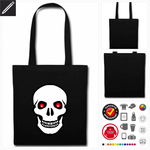 schwarze Pirat Stofftasche selbst gestalten. Online Druckerei