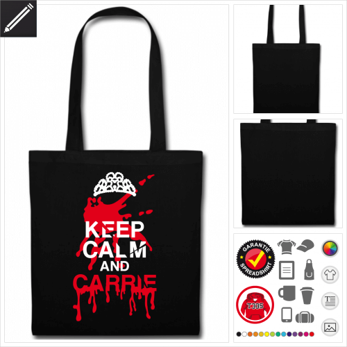 schwarze Halloween Stofftasche online Druckerei, hhe Qualitt