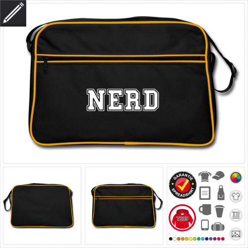 Retro Nerd Grobuchstaben Tasche online gestalten