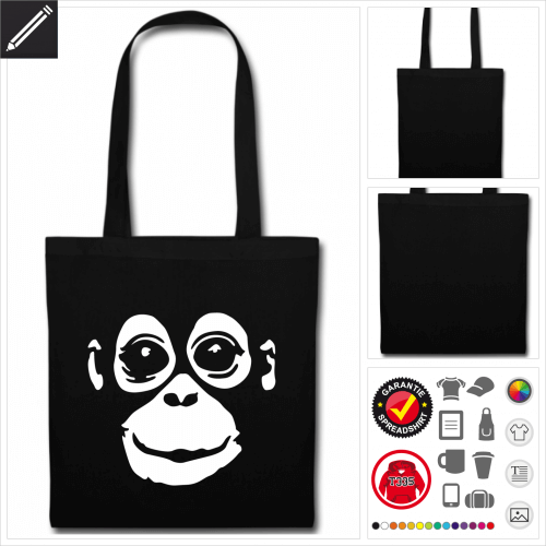 schwarze Wildtiere Stofftasche personalisieren