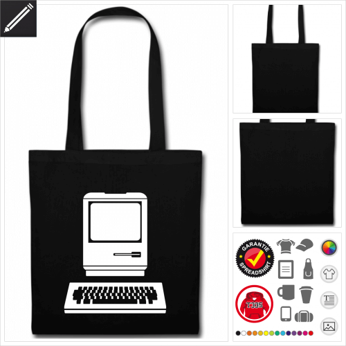 schwarze Nerd Stofftasche personalisieren