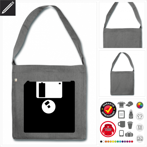 Floppy Disk Schulltertasche online zu gestalten