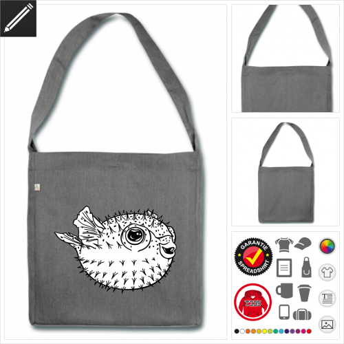 Fugu Fisch Schulltertasche online Druckerei, hhe Qualitt