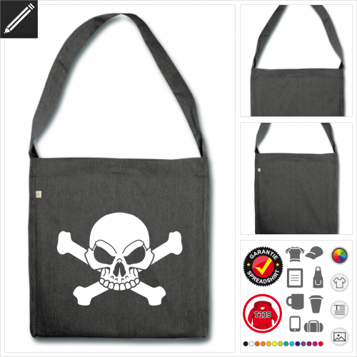 Totenkopf und Kreuzknochen Tasche zu gestalten