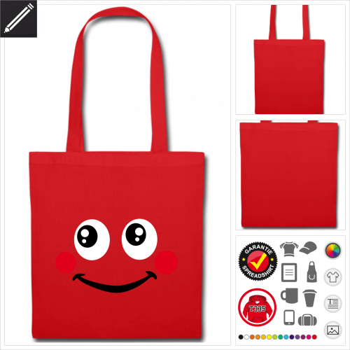 Smiley Tasche selbst gestalten. Druck ab 1 Stuck