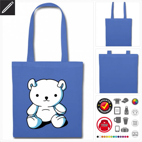 Kawaii Teddybr Stoffbeutel selbst gestalten. Online Druckerei