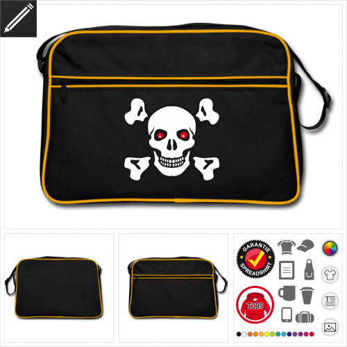 Retro Totenkopf Tasche personalisieren