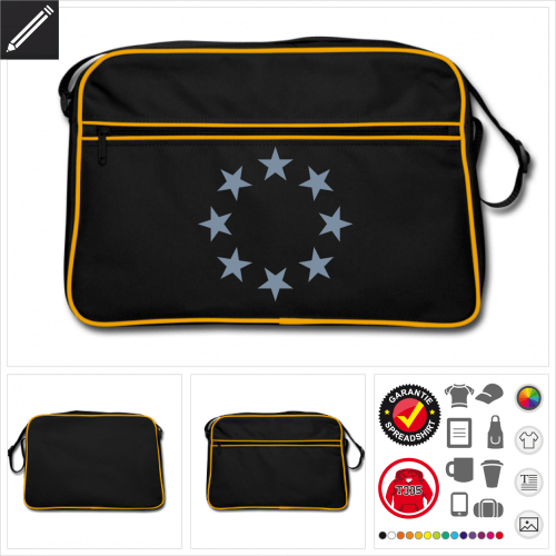 Retro Stars Tasche selbst gestalten. Online Druckerei