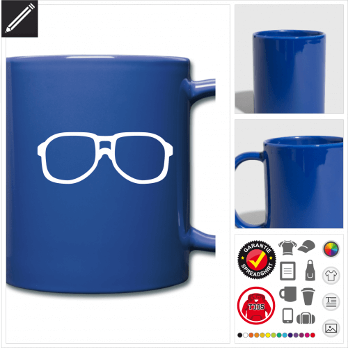 farbige Brille Tasse online gestalten