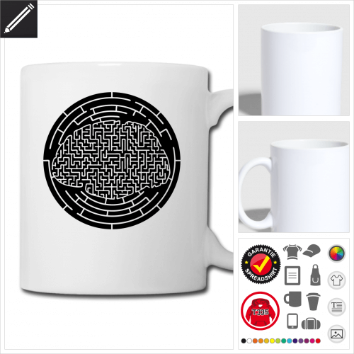 weisse Labyrinth Tasse selbst gestalten. Online Druckerei