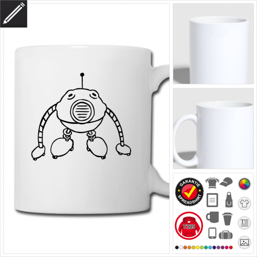 weisse Roboter Tasse selbst gestalten