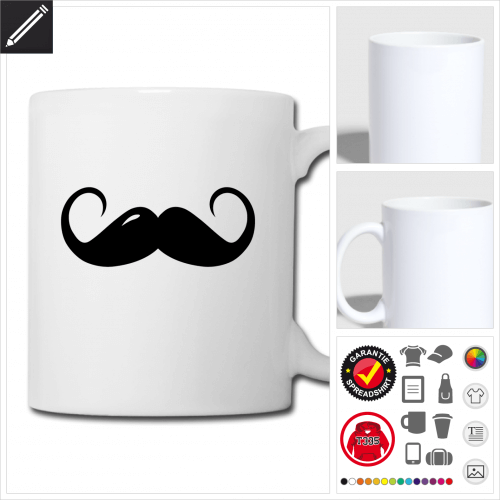 Moustache Tasse selbst gestalten. Druck ab 1 Stuck